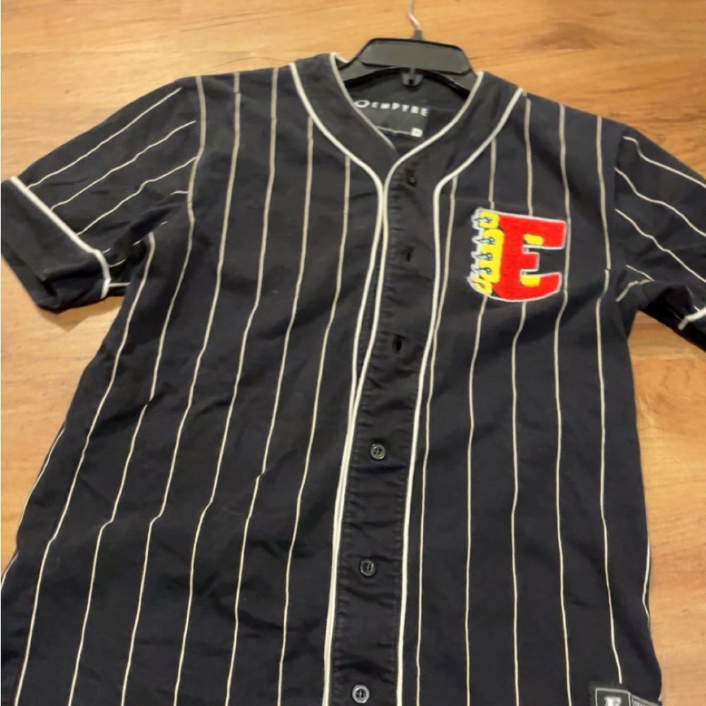 Eptm Black Pinstripe Button-Up Jersey